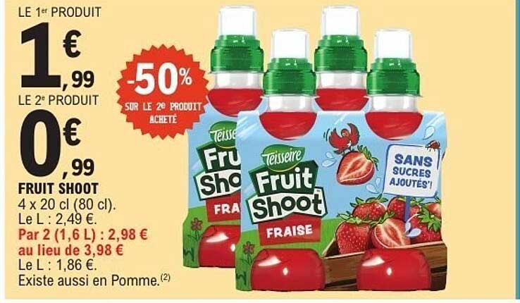 Fruit Shoot Fraise à seulement 1€ le premier produit