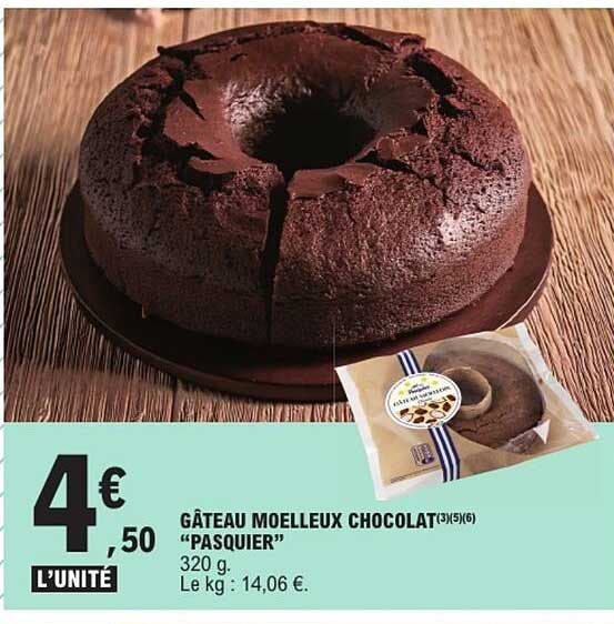 GÂTEAU MOELLEUX CHOCOLAT(3)(5)(6) "PASQUIER"
