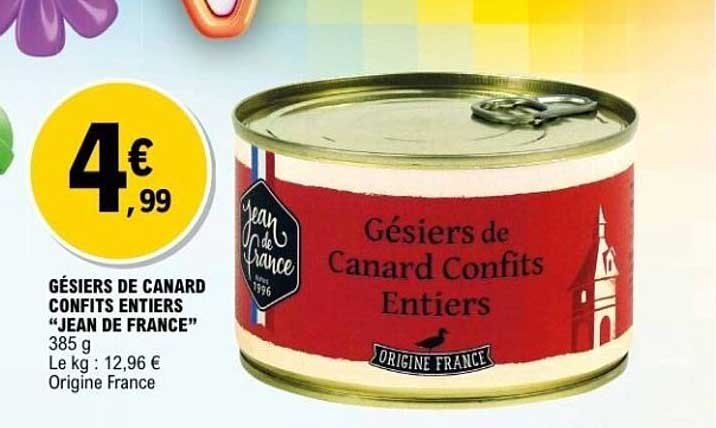 Gésiers de Canard Confits Entiers "JEAN DE FRANCE"