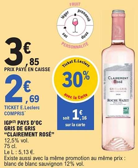 IGP(²) PAYS D’OC GRIS DE GRIS "CLAIREMENT ROSÉ"