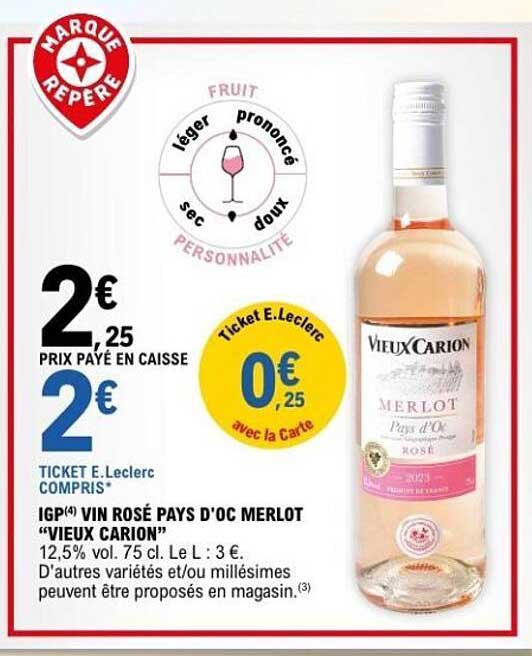 IGP(4) VIN ROSÉ PAYS D'OC MERLOT "VIEUX CARION"