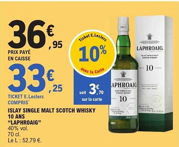 ISLAY SINGLE MALT SCOTCH WHISKY 10 ANS "LAPHROAIG"