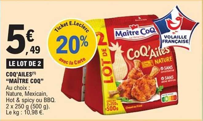 LE LOT DE 2 COQ'AILLES "MAÎTRE COQ"