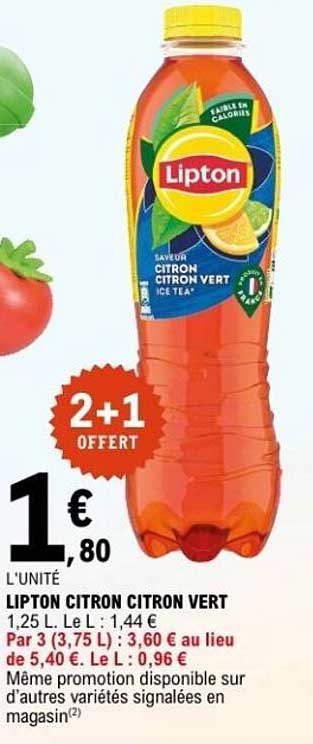 LIPTON CITRON CITRON VERT - 2+1 OFFERT