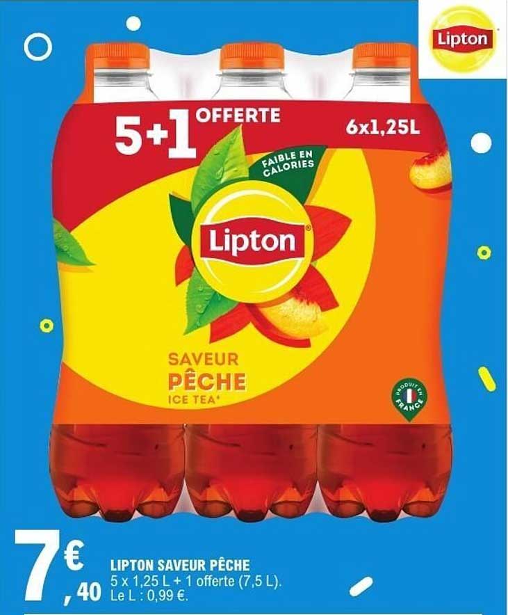 LIPTON SAVEUR PÊCHE 5 X 1,25 L + 1 OFFERTE