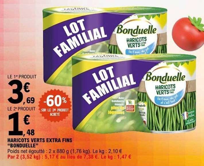 LOT FAMILIAL HARICOTS VERTS EXTRA FINS "BONDUELLE"