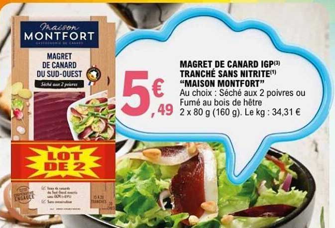 MAGRET DE CANARD IGP TRANCHÉ SANS NITRITE "MAISON MONTFORT"