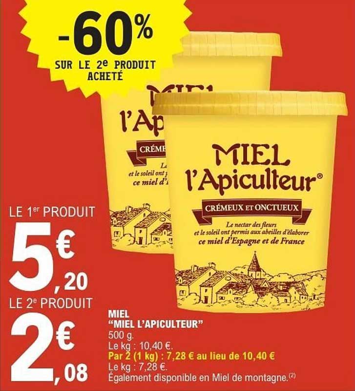 MIEL l'Apiculteur -60% SUR LE 2ᵉ PRODUIT ACHETÉ