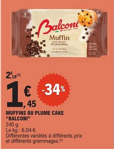 MUFFINS OU PLUME CAKE "BALCONI"