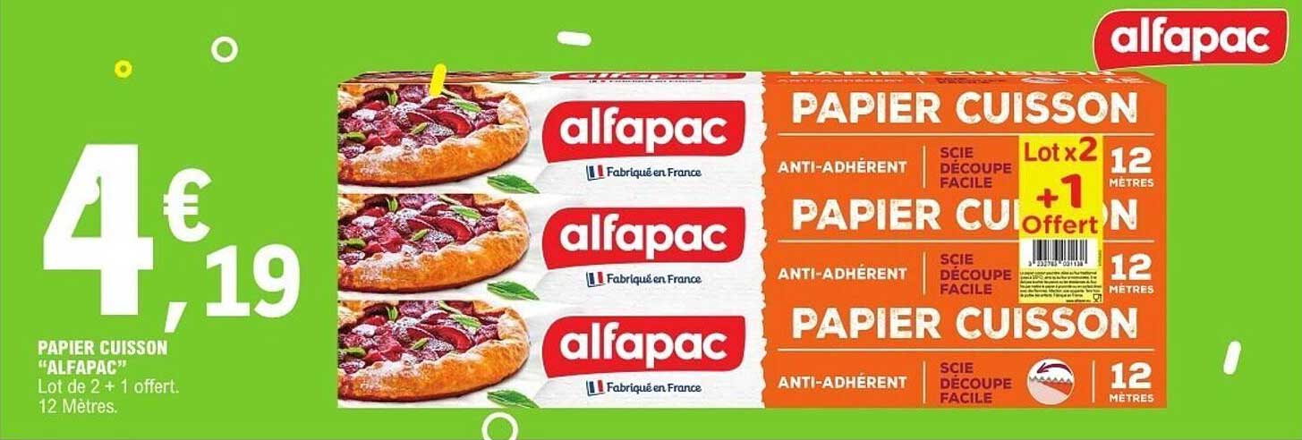 PAPIER CUISSON "ALFAPAC" Lot de 2 + 1 offert. 12 Mètres.