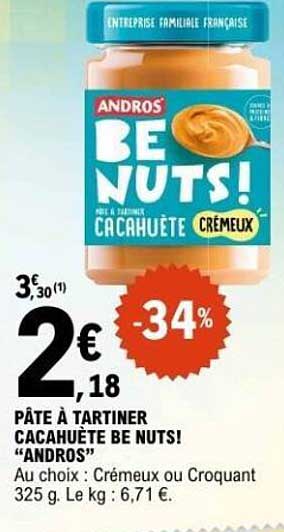 PÂTE À TARTINER CACAHUÈTE BE NUTS! “ANDROS”