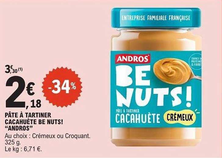 PÂTE À TARTINER CACAHUÈTE BE NUTS! "ANDROS"