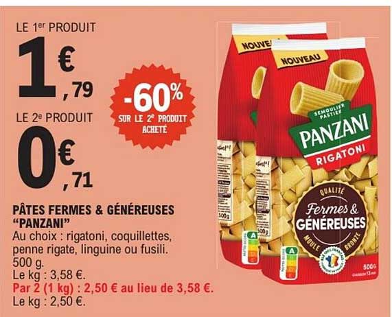 PÂTES FERME & GÉNÉREUSES "PANZANI"