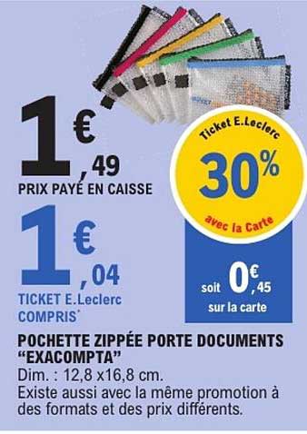 POCHETTE ZIPPEE PORTE DOCUMENTS “EXACOMPTA”