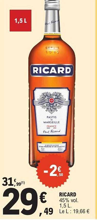 RICARD - Pastis de Marseille - 1,5 L