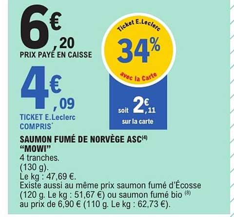 SAUMON FUMÉ DE NORVÈGE ASC "MOWI"