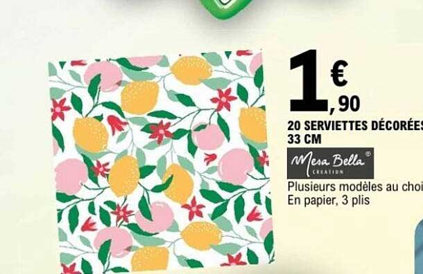 Serviettes décorées 33 cm - 20 unités