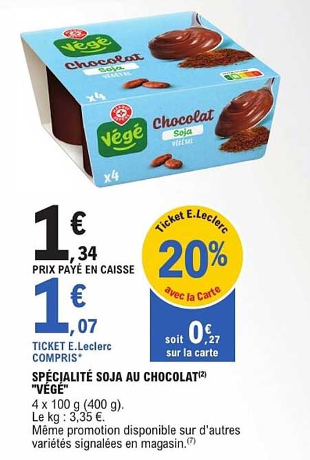 SPÉCIALITÉ SOJA AU CHOCOLAT "VÉGÉ"