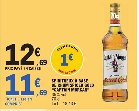 SPIRITUEUX À BASE DE RHUM SPICED GOLD "CAPTAIN MORGAN"
