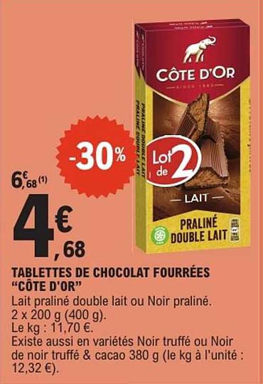 TABLETTES DE CHOCOLAT FOURRÉES “CÔTE D'OR”