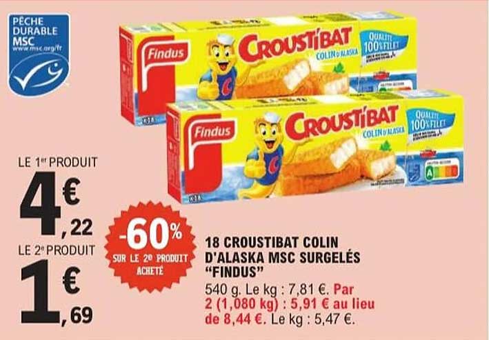 18 CROUSTIBAT COLIN D'ALASKA MSC SURGELÉS “FINDUS”