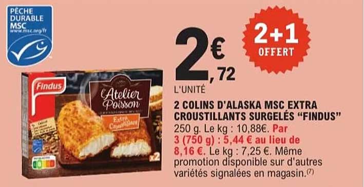 2 COLINS D'ALASKA MSC EXTRA CROUSTILLANTS SURGELÉS "FINDUS"