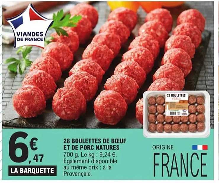28 BOULETTES DE BŒUF ET DE PORC NATURES