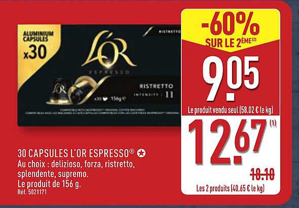 30 CAPSULES L’OR ESPRESSO®