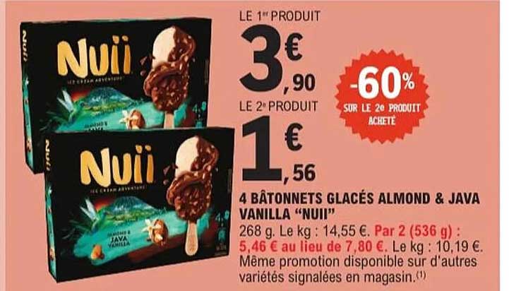4 bâtonnets glacés Almond & Java Vanilla “NUII”