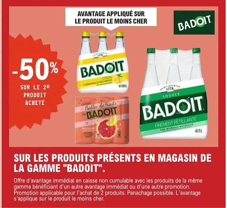 -50% sur le 2e produit acheté