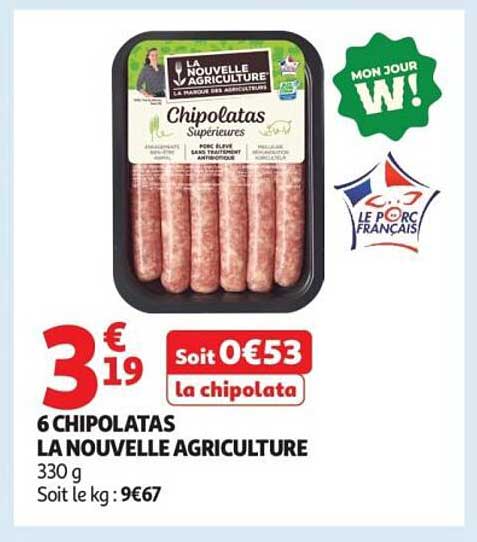 6 CHIPOLATAS LA NOUVELLE AGRICULTURE 330 g