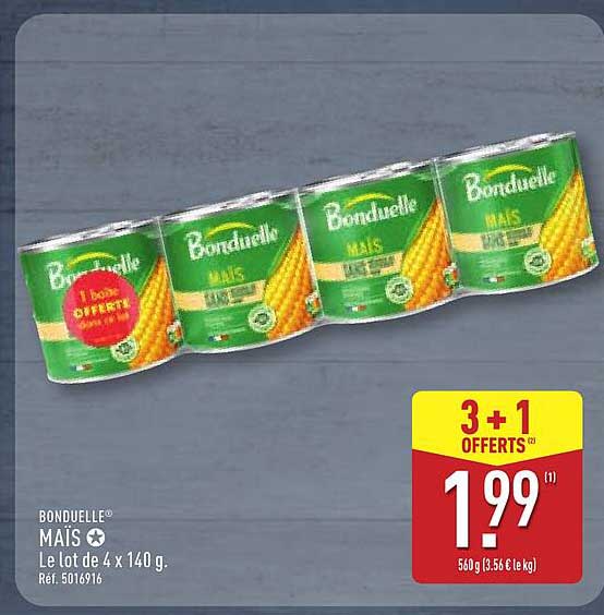 BONDUELLE MAÏS Le lot de 4 x 140 g. Réf. 5016916