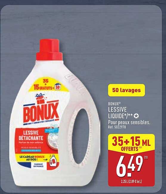 BONUX LESSIVE LIQUIDE/*** Pour peaux sensibles.