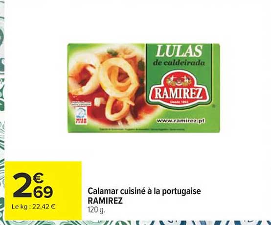 Calamar cuisiné à la portugaise RAMIREZ 120 g