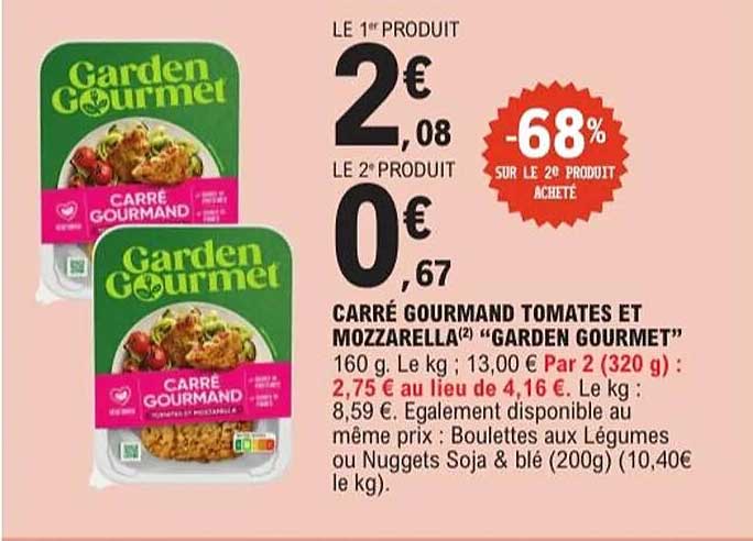 CARRÉ GOURMAND TOMATES ET MOZZARELLA – "GARDEN GOURMET"