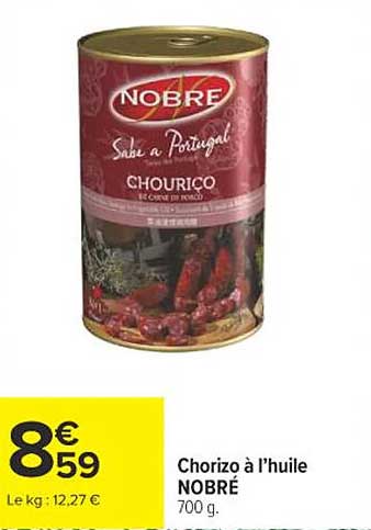 Chorizo à l'huile NOBRE 700 g.