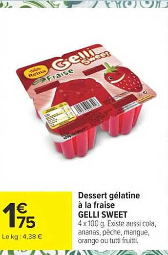 Dessert gélatine à la fraise GELLI SWEET