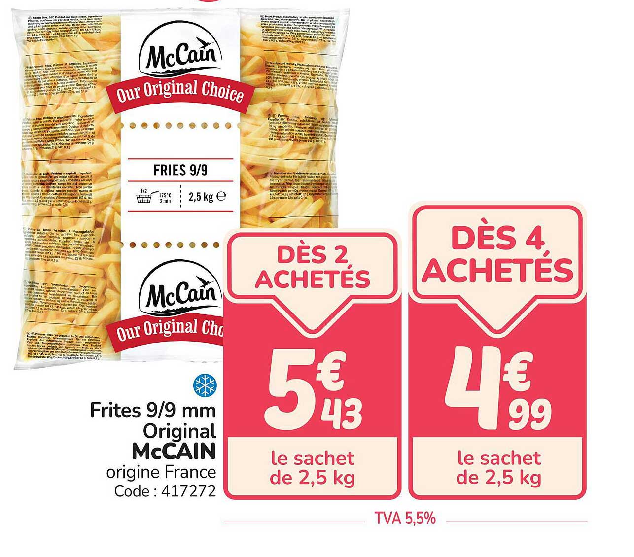 Frites 9/9 mm Original McCAIN origine France