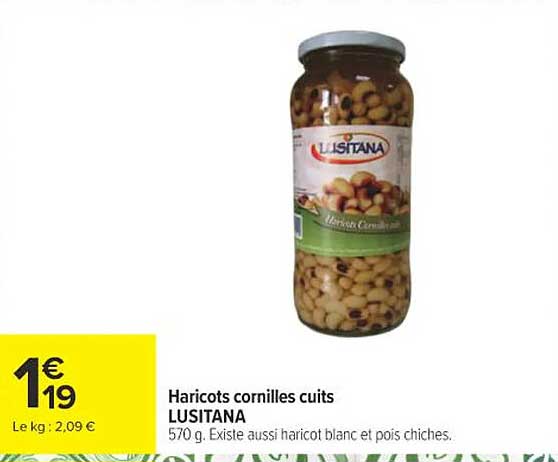 Haricots cornilles cuits LUSITANA