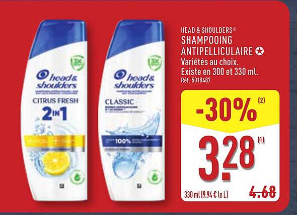 HEAD & SHOULDERS® SHAMPOOING ANTIPELLICULAIRE Variétés au choix. Existe en 300 et 330 ml. Réf. 5018487