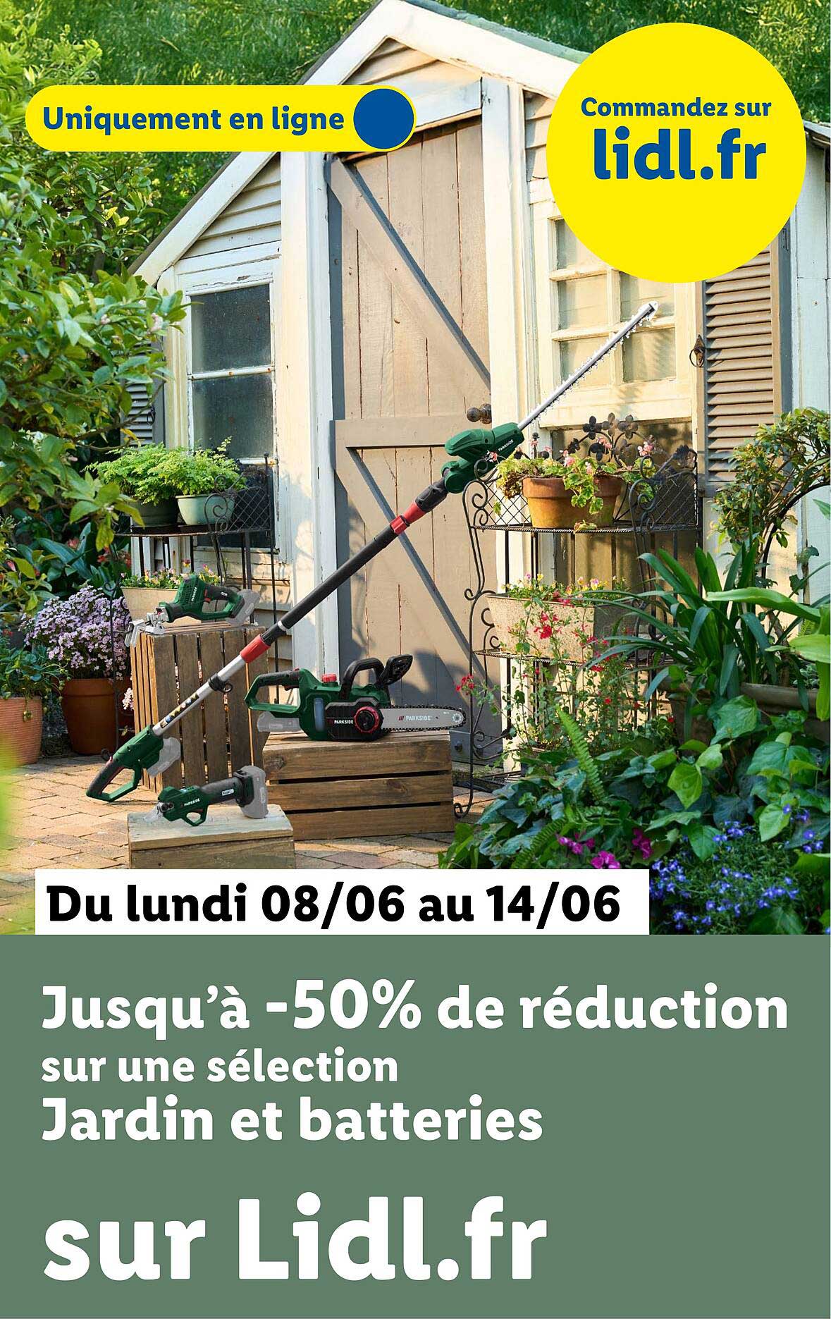 Jusqu’à -50% de réduction sur une sélection Jardin et batteries sur Lidl.fr