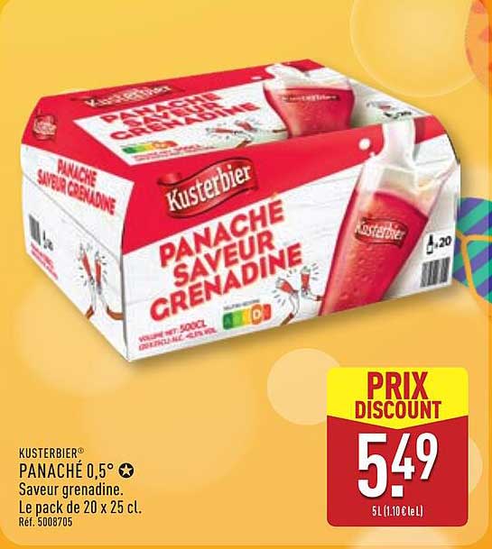 KUSTERBIER PANACHÉ 0,5° Saveur grenadine. Le pack de 20 x 25 cl.