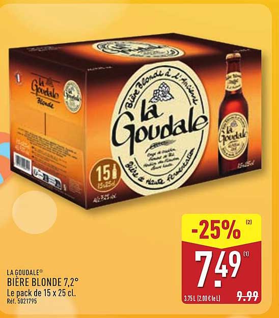 LA GOUDALE® BIÈRE BLONDE 7,2° Le pack de 15 x 25 cl. Réf. 5021795