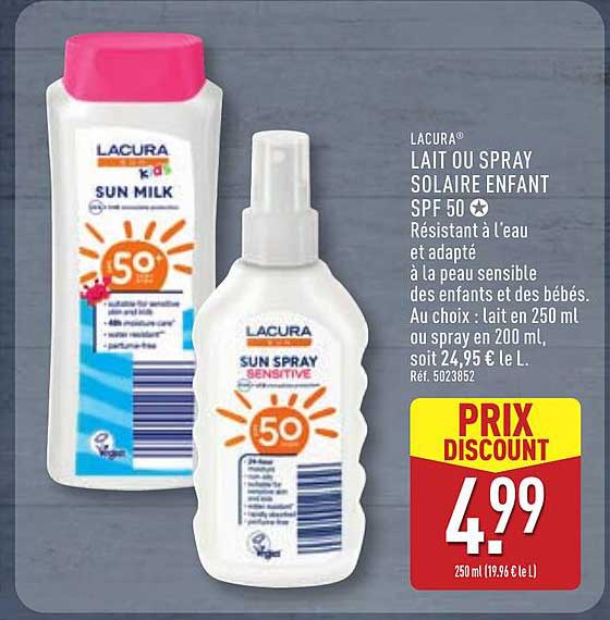 LACURA® LAIT OU SPRAY SOLAIRE ENFANT SPF 50