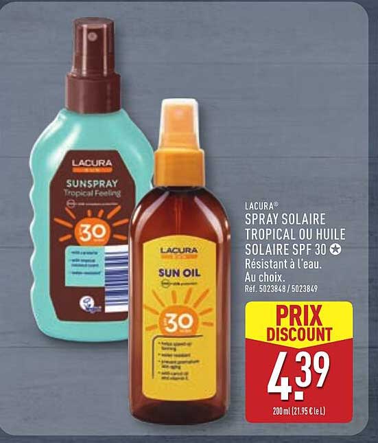 LACURA® SPRAY SOLAIRE TROPICAL OU HUILE SOLAIRE SPF 30