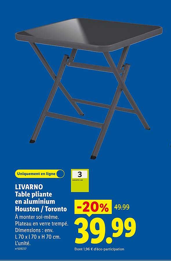 LIVARNO Table pliante en aluminium Houston / Toronto