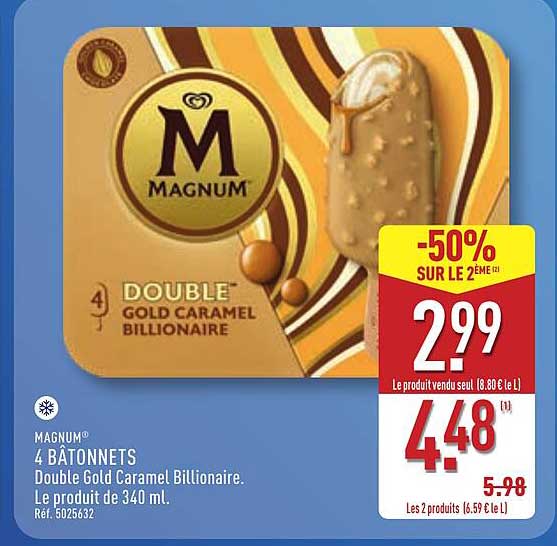 MAGNUM® 4 BÂTONNETS Double Gold Caramel Billionaire.