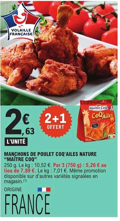 MANCHONS DE POULET COQ'AILES NATURE "MAÎTRE COQ"