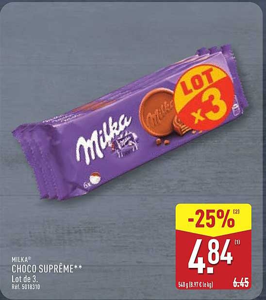 MILKA CHOCO SUPRÊME** Lot de 3.