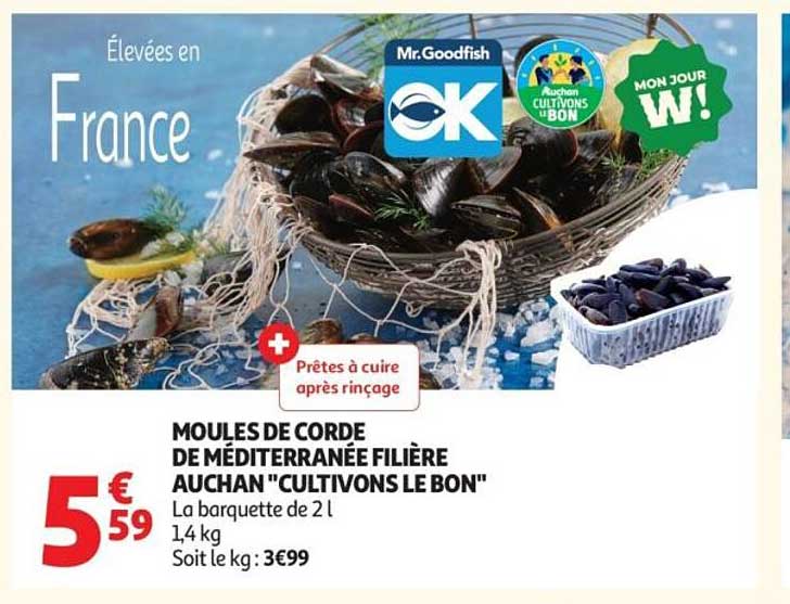 MOULES DE CORDE DE MÉDITERRANÉE FILIÈRE AUCHAN "CULTIVONS LE BON"